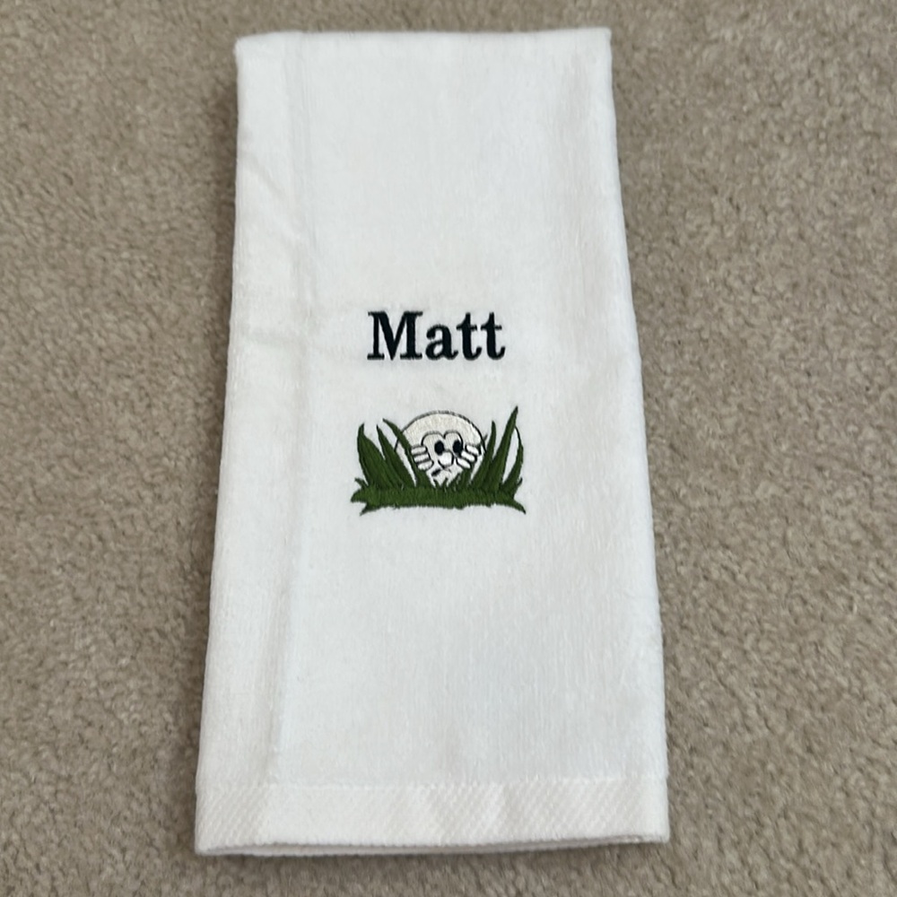 Sporty Matt Anvil Golf Towels Plus White Cotton Towel With Gold Hook Closure